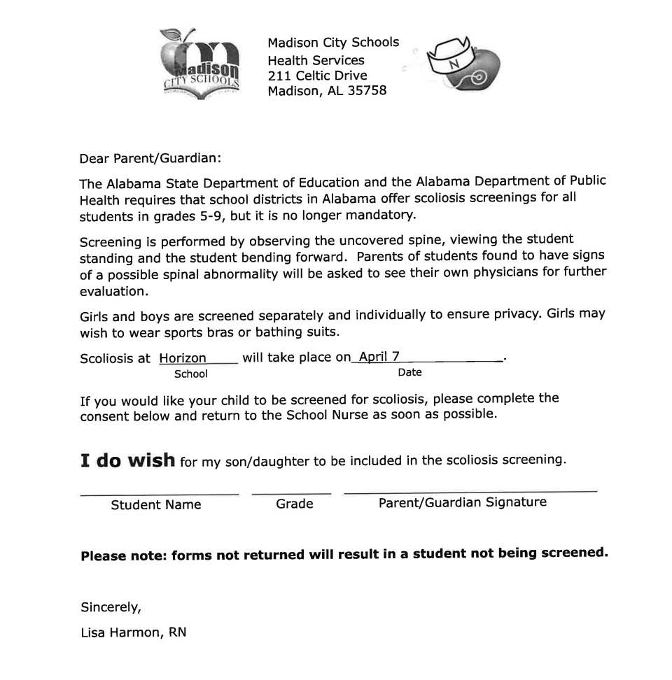  Scoliosis Screenings